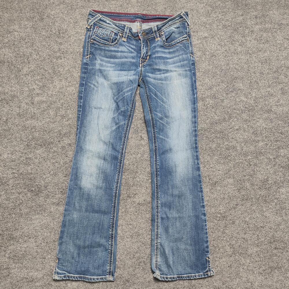 Ariat Jeans Womens 29 Medium Blue Low Rise Bootcut Embroidered Studded Denim